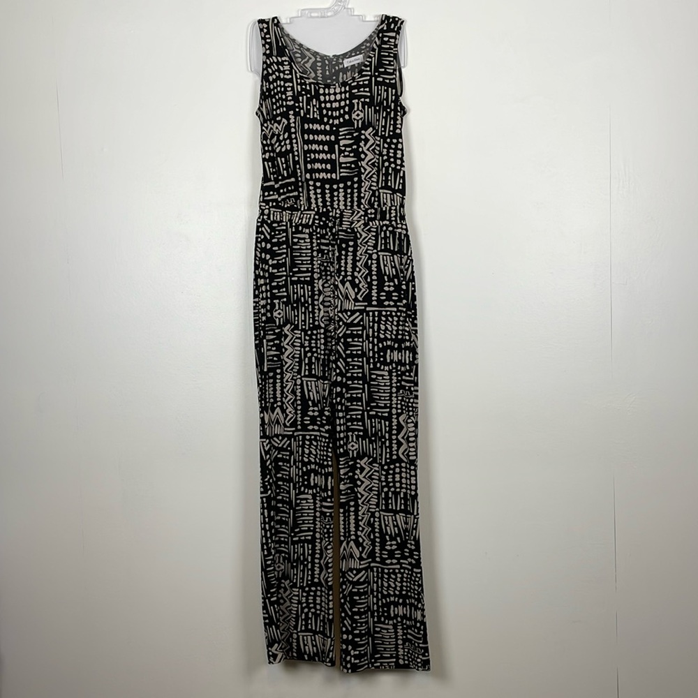 Calvin Klein Sleeveless Drawstring Waist Zip Back Slinkly Womens 6 Jumpsuit